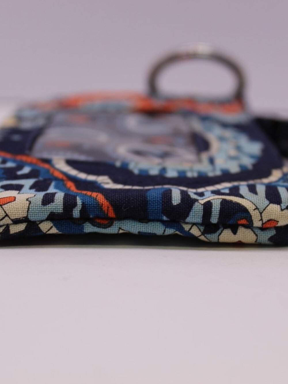 Vera Bradley Id Window & Key Ring Zip Wallet "Retired" Marrakesh Blue Orange - Picture 3 of 9